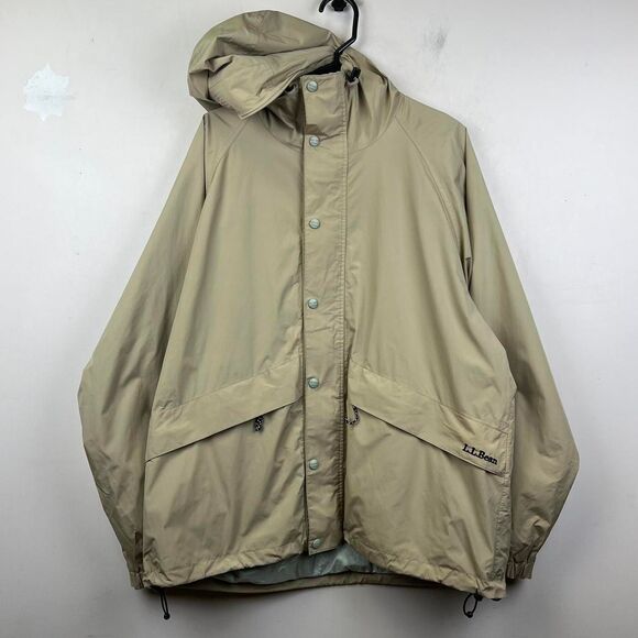 Vintage L.L.Bean GoreTex StomAway Tan Rain Jacket Size L - Picture 1 of 8
